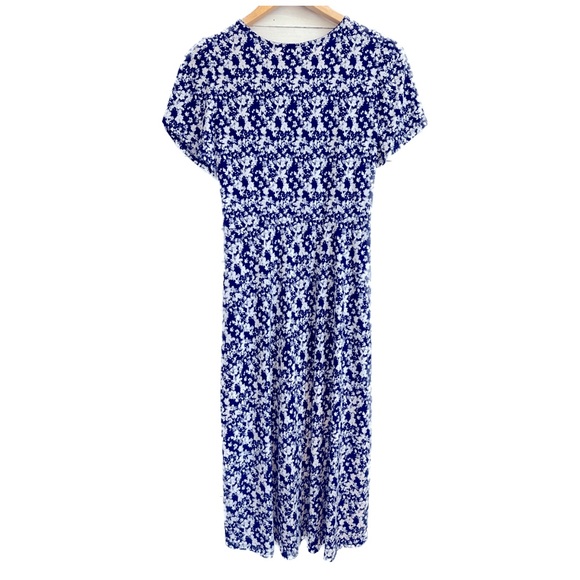 PINKBLUSH l Navy & White Floral High-Low Hem Faux Wrap Dress - Picture 8 of 8